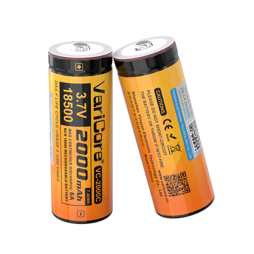 VariCore 18500 2000mAh 3.7V Li-ion Battery VC-2000C-tip